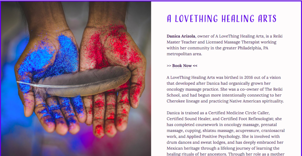 web design for a love thing healing arts